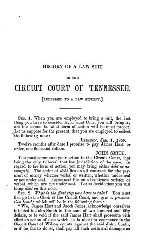 History of a law suit, in the circuit court of Tennessee