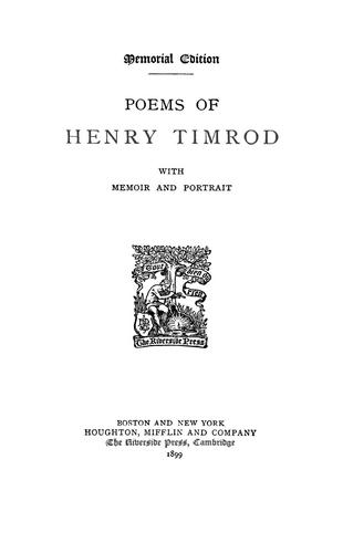 Poems of Henry Timrod