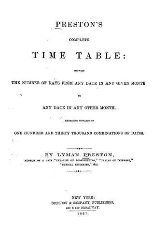 Preston's complete time table