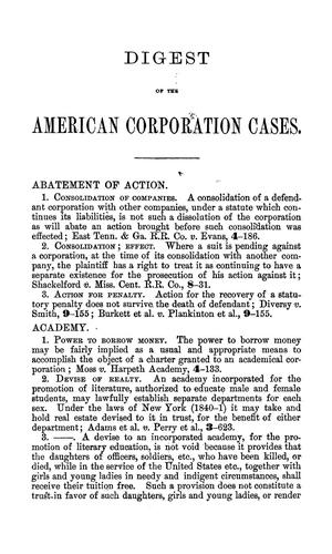 A digest of the American corporation cases