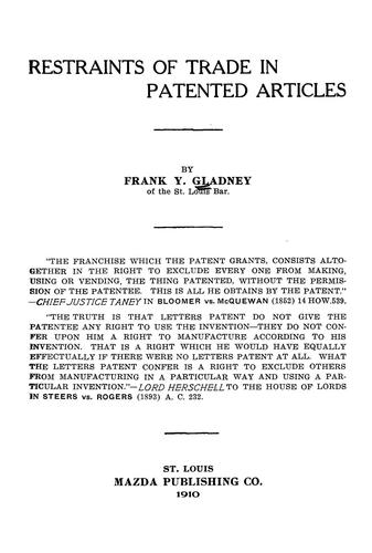 Restraints of trade in patented articles
