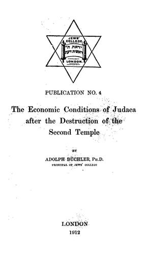 The economic conditions of Judaea after the destruction of the second Temple