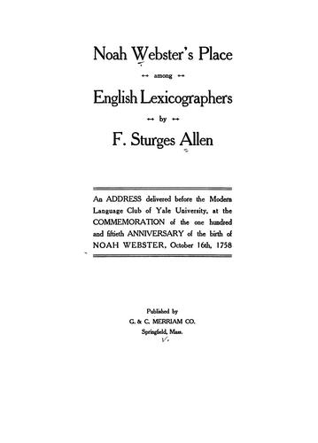 Noah Webster's place among English lexicographers
