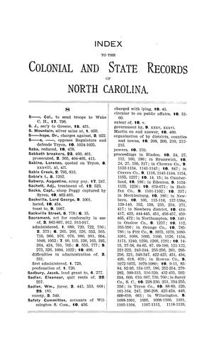 Index to the Colonial and State records of North Carolina