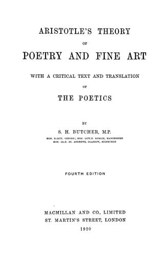 Aristotle's theory of poetry and fine art