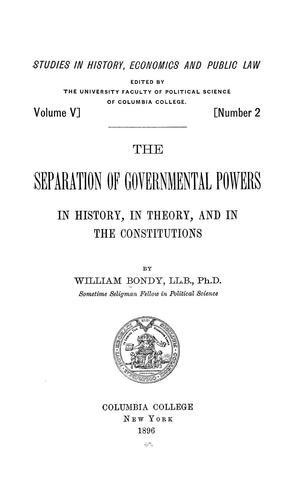 The separation of governmental powers