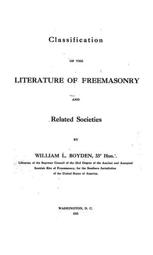 Classification of the literature of freemasonry and related societies