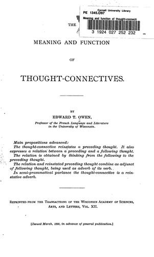 The meaning and function of thought-connectives