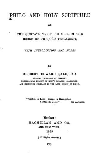 Philo and Holy Scripture