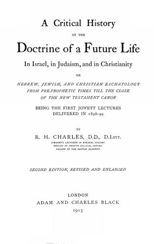 A critical history of the doctrine of a future life