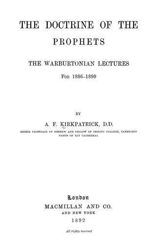 The doctrine of the Prophets