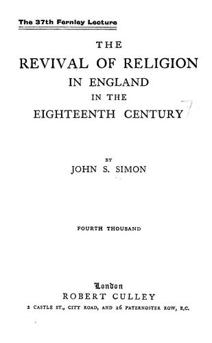 The revival of religion in England in the eighteenth century