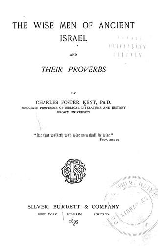 The wise men of ancient Israel and their proverbs