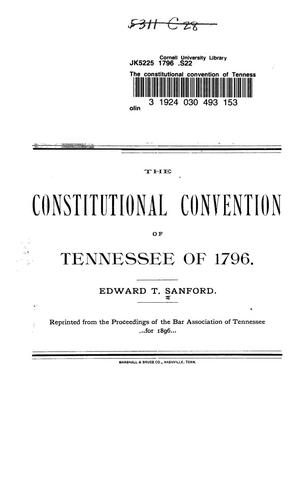The constitutional convention of Tennessee of 1796