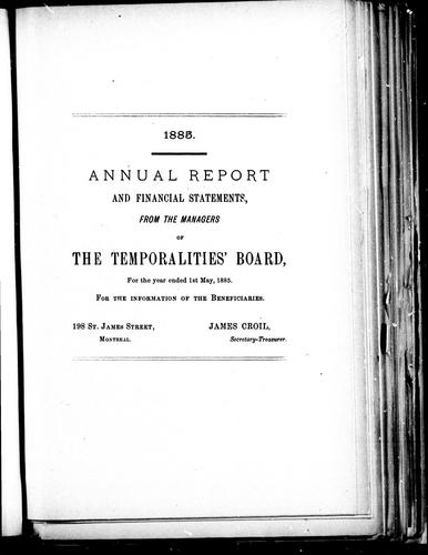 Annual report and financial statements, from the managers of the Temporalities' Board, for the year ended 1st May, 1885