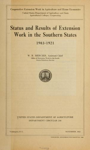 Status and results of extension work in the southern states, 1903-1921