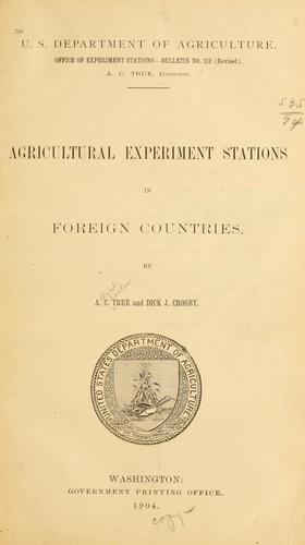 Agricultural experiment stations in foreign countries