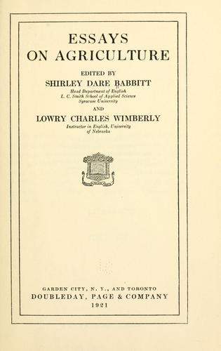 Essays on agriculture