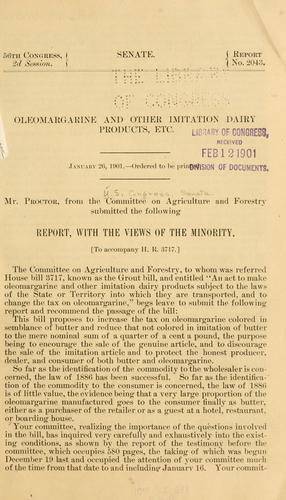 Oleomargarine and other imitation dairy products