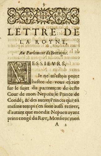 Lettre de la Royne av Parlement de Bretagne