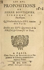 Les XVI. propositions de Pierre Bovtiqvier svrnomme  Le Pacifique