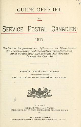 Guide officiel du service postal Canadien, 1917