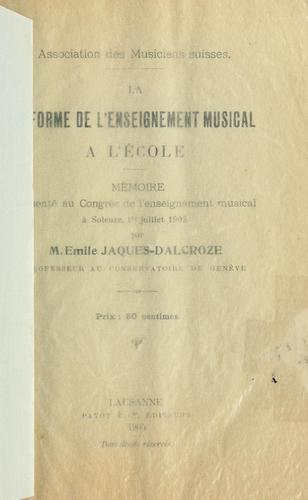 La réforme de l'enseignement musical a l'école
