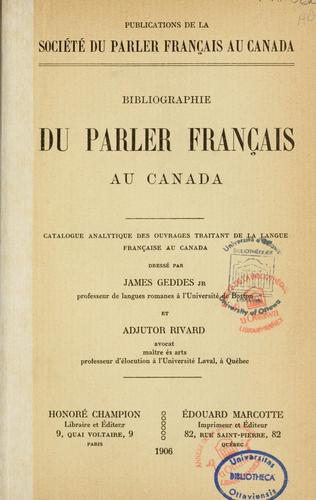 Bibliographie du parler français au Canada