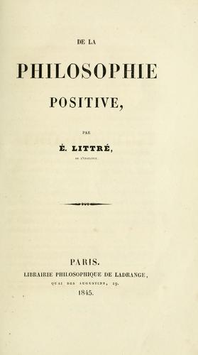 De la philosophie positive