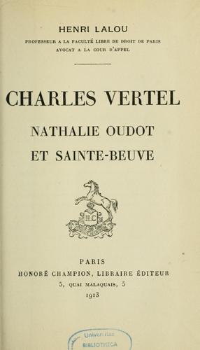 Charles Vertel, Nathalie Oudot et Sainte-Beuve