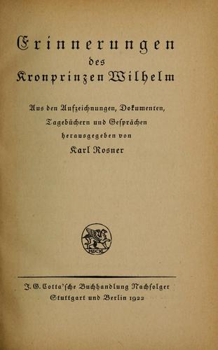 Erinnerungen des Kronprinzen Wilhelm