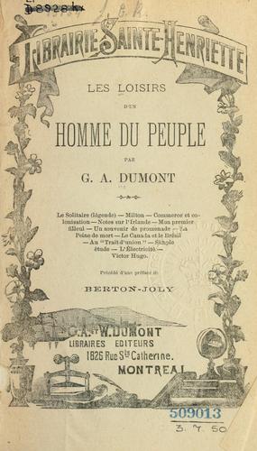 Les loisirs d'un homme du peuple