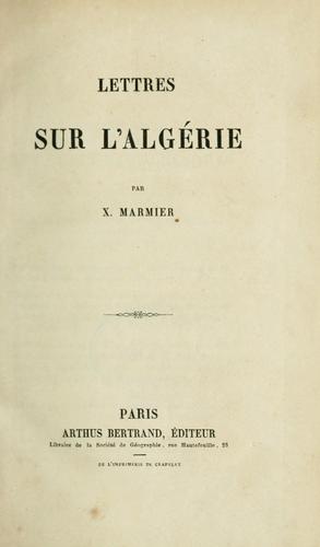 Lettres sur l'Algérie