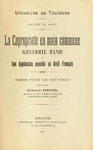 La copropriété en main commune