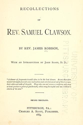 Recollections of Rev. Samuel Clawson