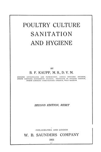 Poultry culture sanitation and hygiene