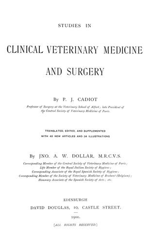 Studies in clinical veterinary medicine and surgery