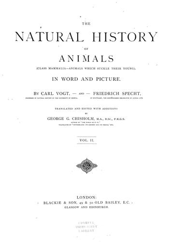 The natural history of animals (class Mammalia-animals which suckle their young), in word and picture