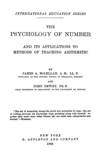 The psychology of number and its applications to methods of teaching arithmetic