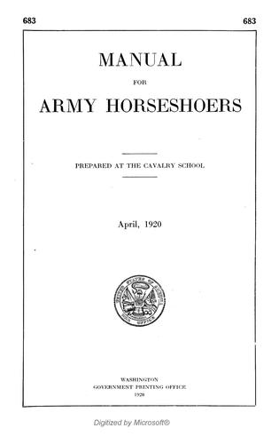 Manual for army horseshoers, April, 1920