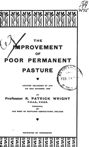 The improvement of poor permanent pasture