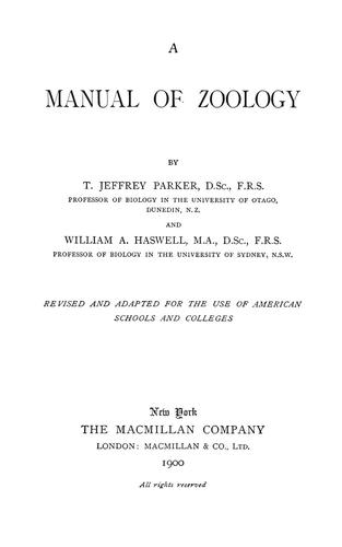 A manual of zoology
