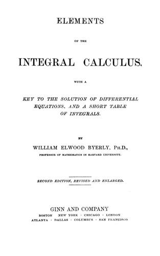 Elements of the integral calculus