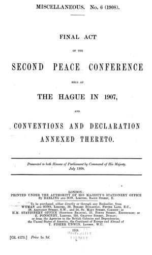 Final act of the Second Peace Conference, held at the Hague in 1907