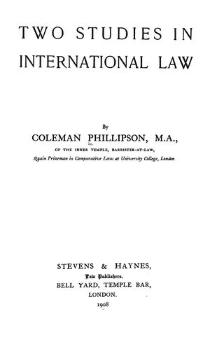 Two studies in international law