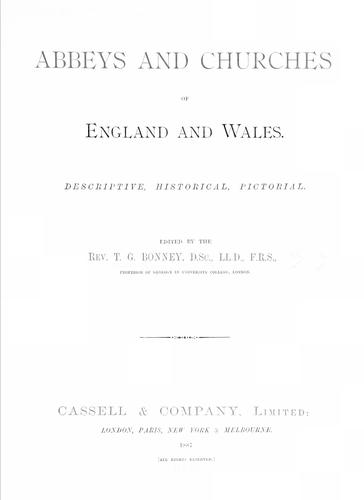 Abbeys and churches of England and Wales, descriptive, historical, pictorial