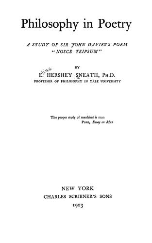 Philosophy in poetry