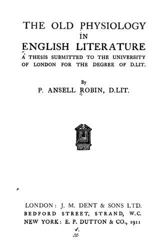 The old physiology in English literature