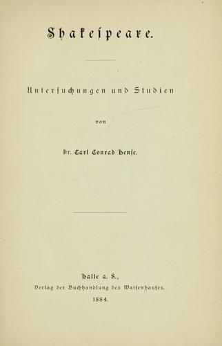 Shakespeare, Untersuchungen und Studien