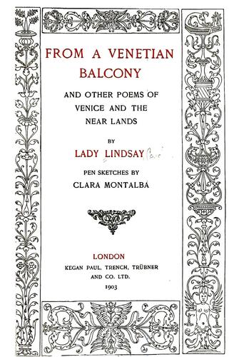 From a Venetian balcony, and other poems of Venice and the near lands